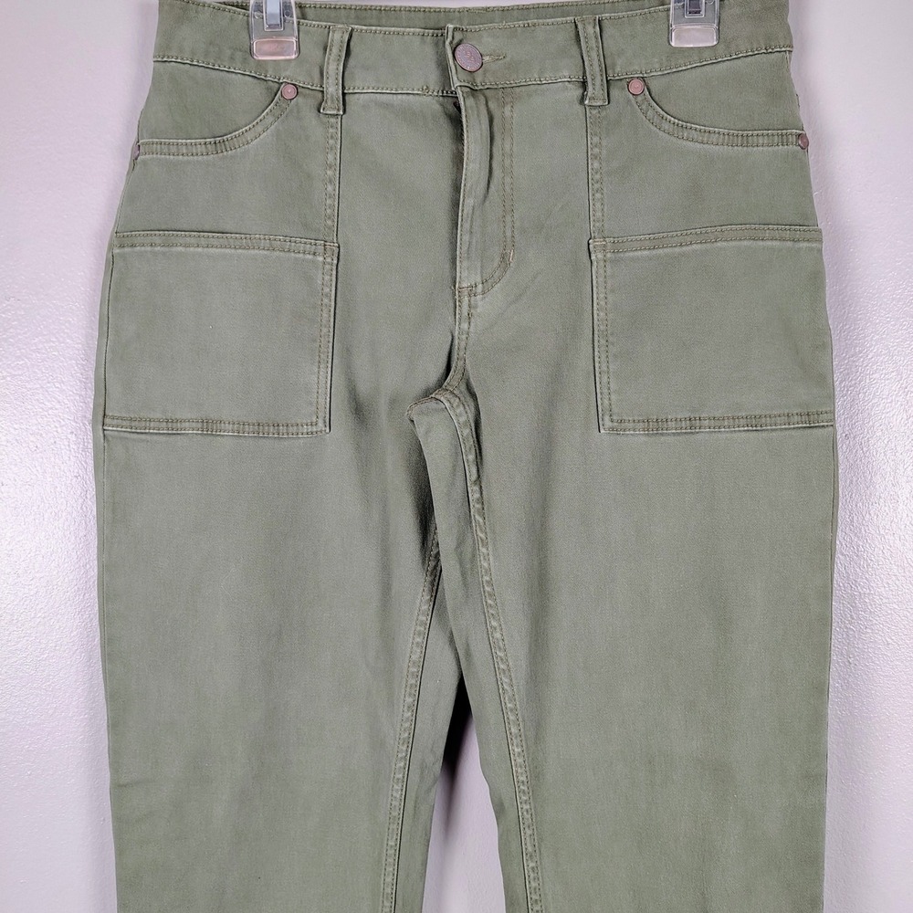 Bit & Bridle Olive Green Utility Patch Pocket Pants Slim Straight Size 10 - Picture 2 of 7